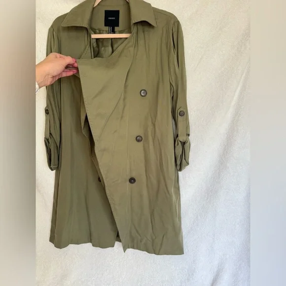 Forever 21 Green Trench Coat - Picture 2 of 6